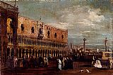South Canvas Paintings - Venice, A View Of The Piazzetta Looking South With The Palazzo Ducale